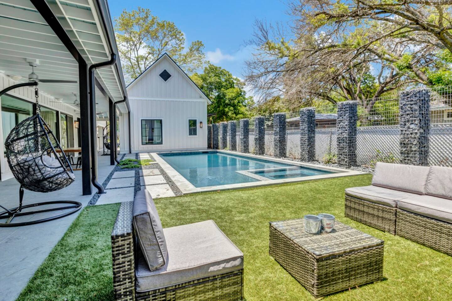 Lush, tranquil pool oasis